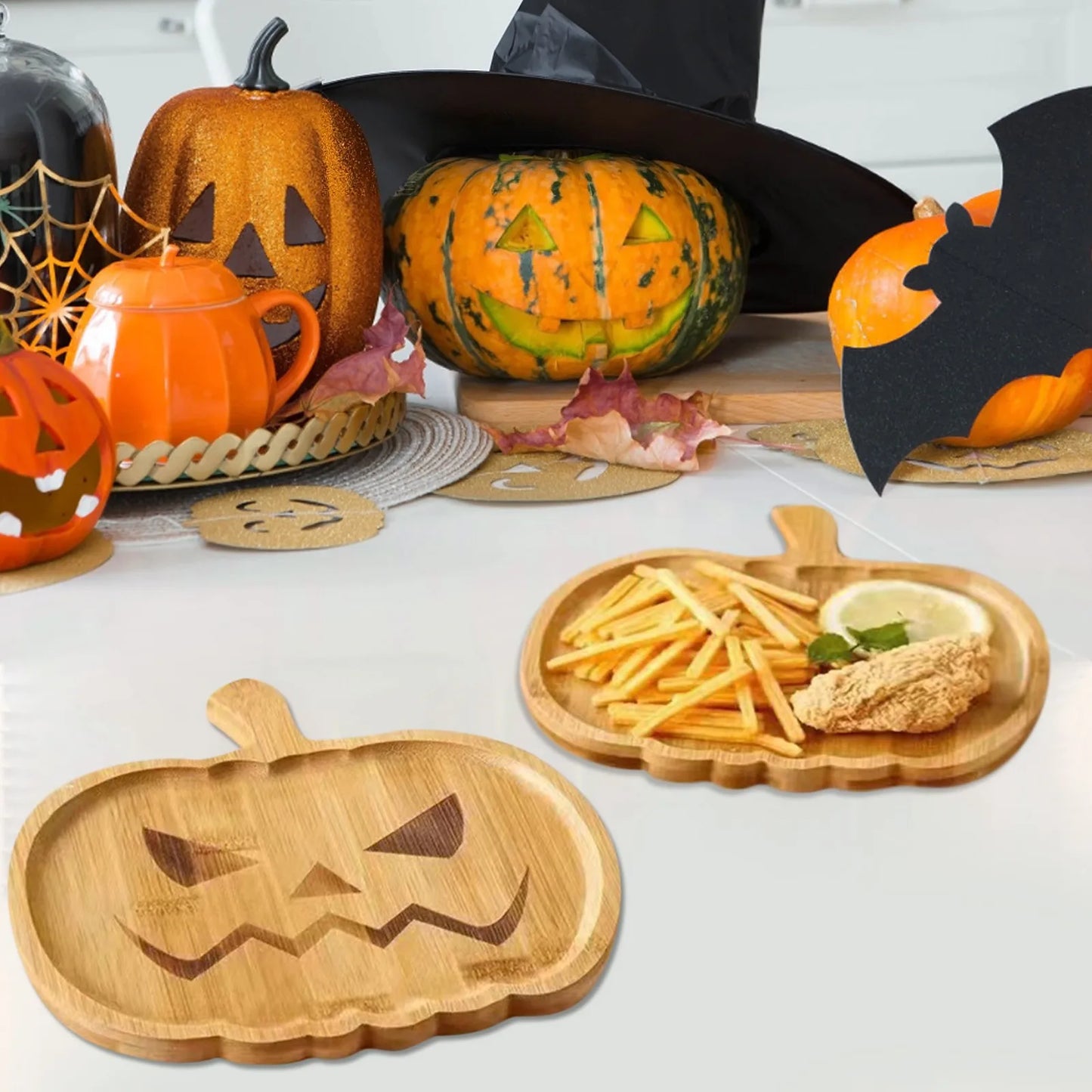 🎃 Hauntingly Cute Bamboo Serving Tray