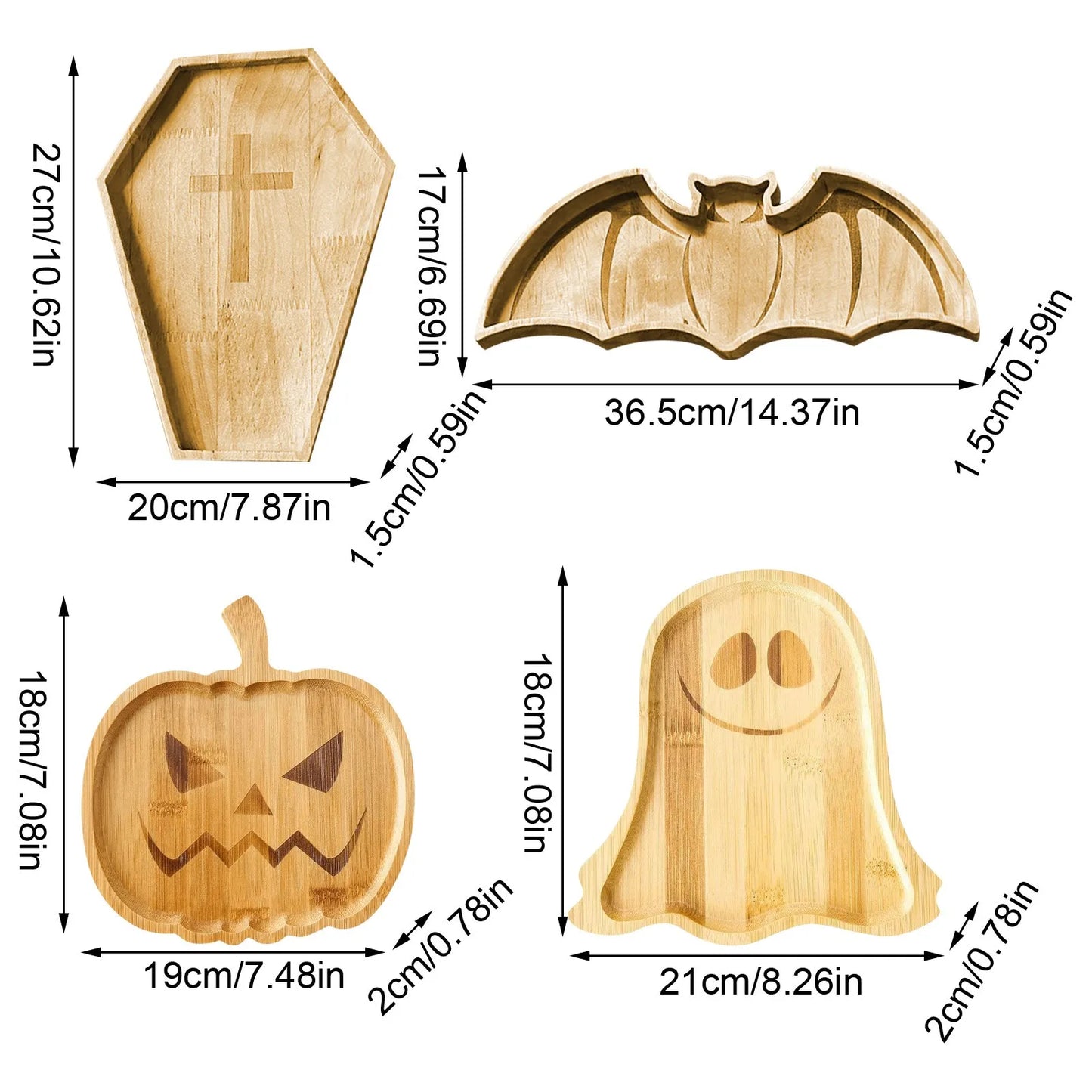 🎃 Hauntingly Cute Bamboo Serving Tray