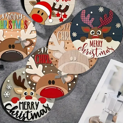🎄 Wooden Christmas Coasters Set (6pc)