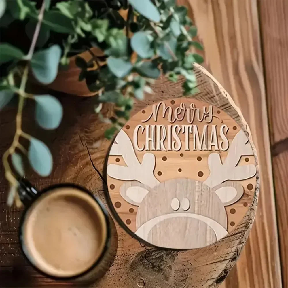 🎄 Wooden Christmas Coasters Set (6pc)