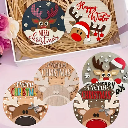 🎄 Wooden Christmas Coasters Set (6pc)