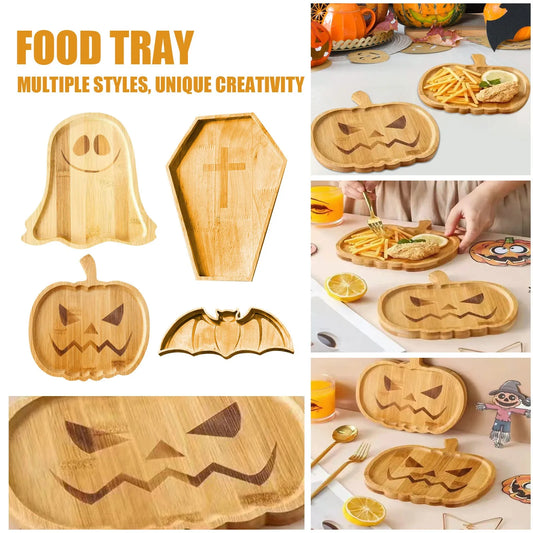 🎃 Hauntingly Cute Bamboo Serving Tray