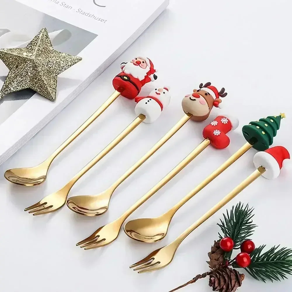 🎄 Luxury Christmas Teaspoon & Fork Set (Gift Box)
