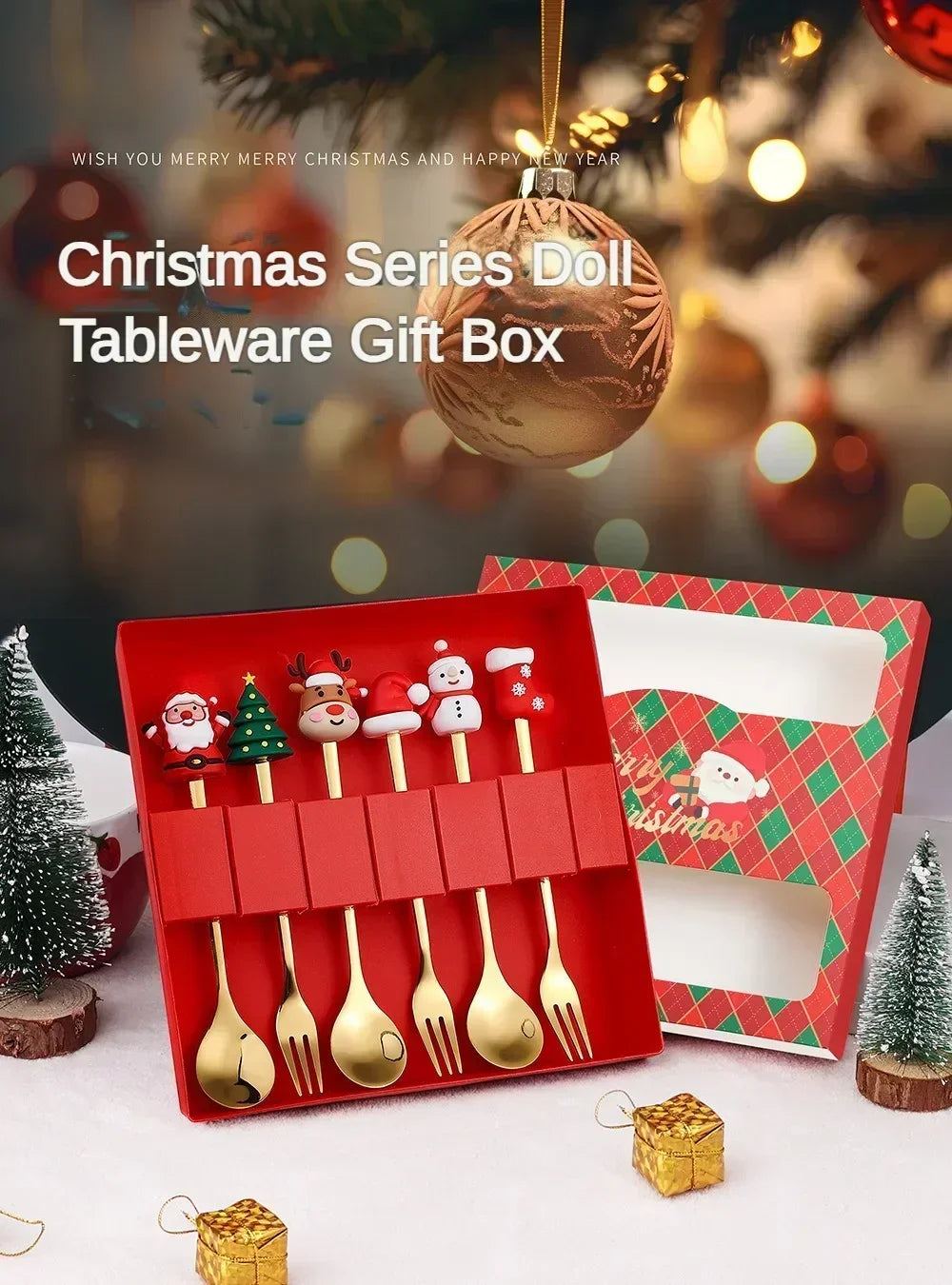 🎄 Luxury Christmas Teaspoon & Fork Set (Gift Box)