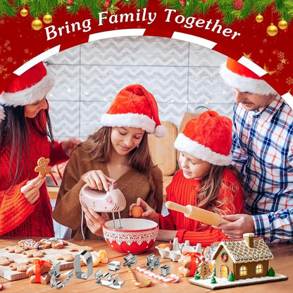 🎄 10pc Stainless Steel 3D Gingerbread House Cutter Set