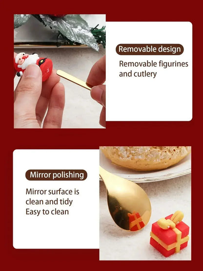 🎄 Luxury Christmas Teaspoon & Fork Set (Gift Box)