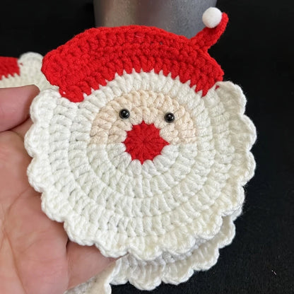 🎄 Luxury Hand-Crocheted Christmas Coasters (Set of 4)
