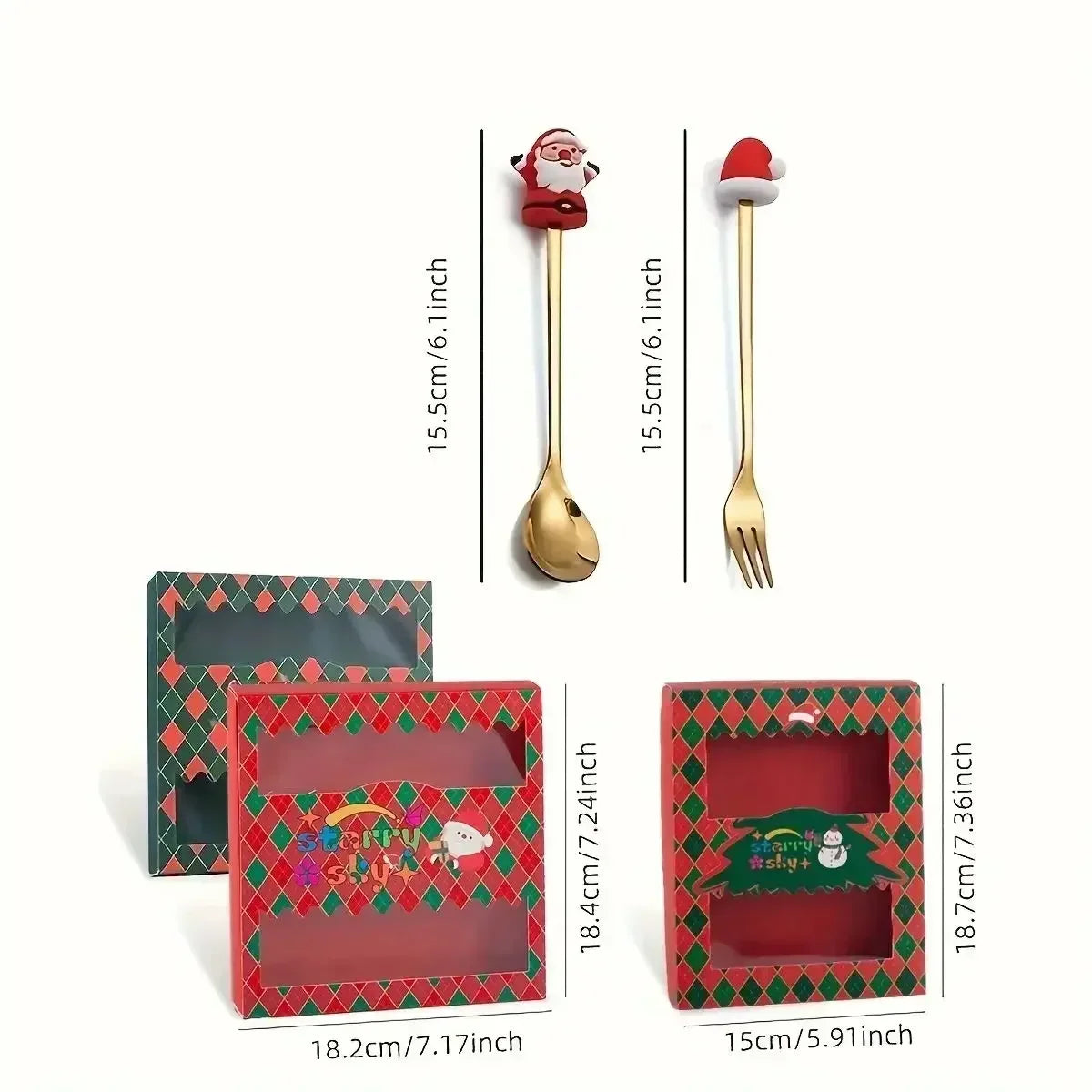🎄 Luxury Christmas Teaspoon & Fork Set (Gift Box)