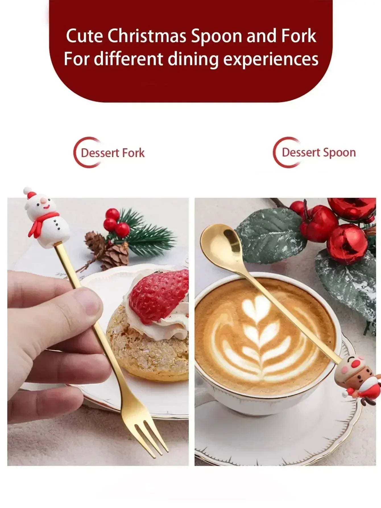 🎄 Luxury Christmas Teaspoon & Fork Set (Gift Box)